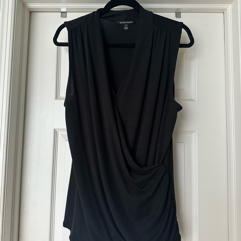 41 Hawthorn Black Drape Sleeveless Blouse